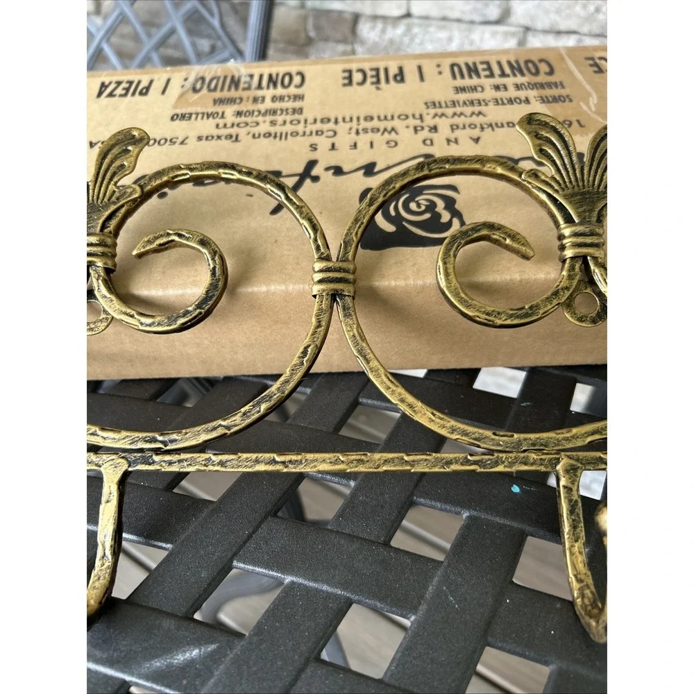 Home Interiors 24 Inch Brass Color Towel Holder Coat Rack